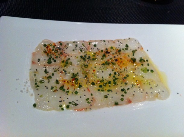 langoustine carpaccio at l'atelier joel robuchon las vegas