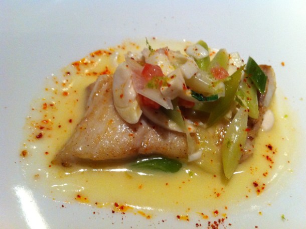 turbot and leeks at l'atelier joel robuchon las vegas
