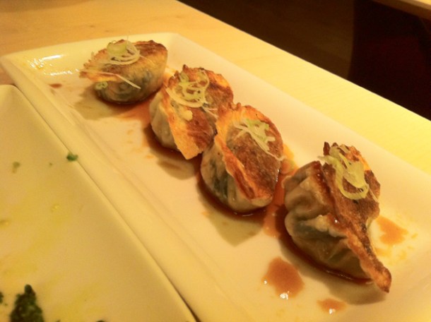 kimchi and mushroom gyoza at senkai regent street