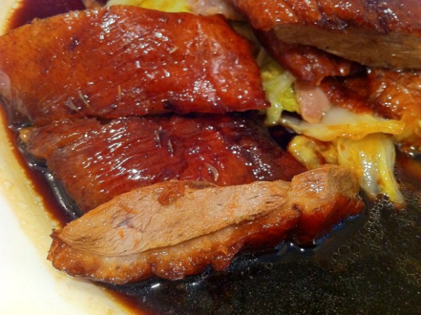 close-up of the roast duck at four seasons wardour street