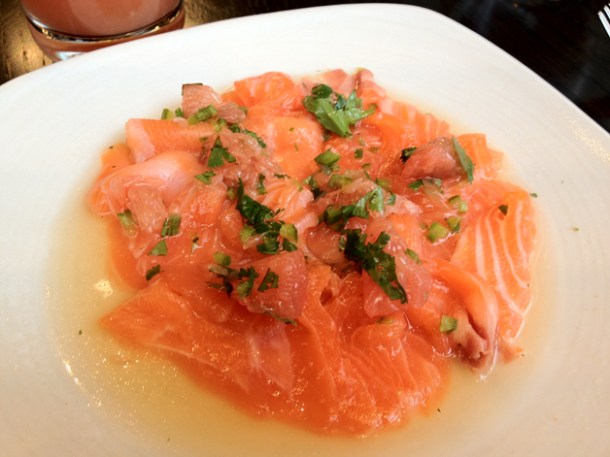 salmon ceviche at bread street kitchen