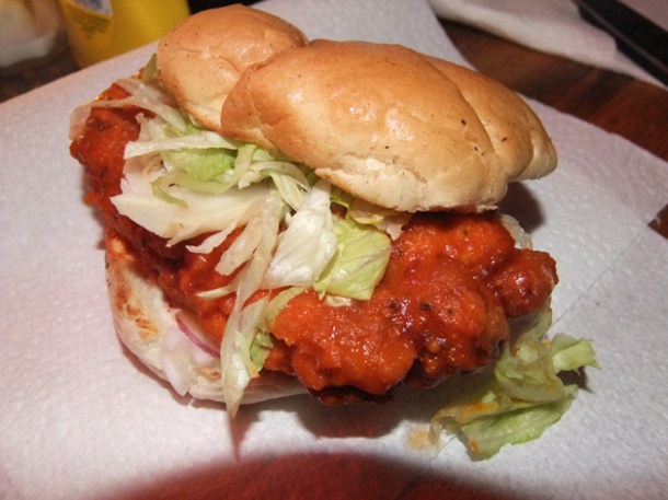 buffalo chicken burger at meatliqour