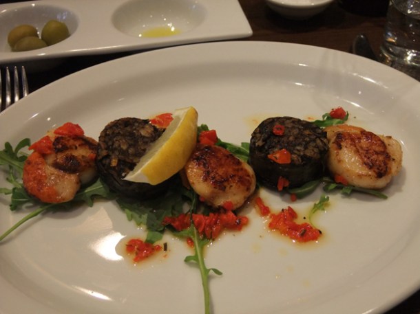 scallops and black pudding at about thyme