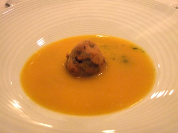butternut soup with mushroom tempura at morgan m