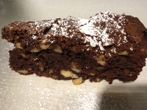 chocolate and almond cake at obika