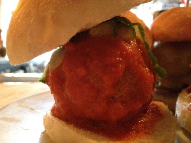 lamb and pickled cucumber slider at spuntino