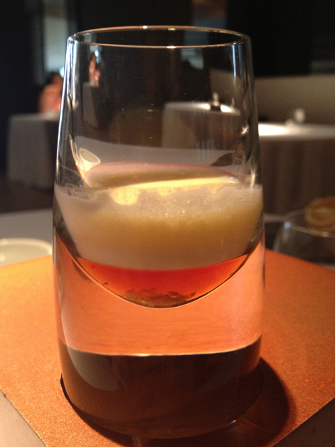 maple syrup, cream and cava foam aperitif at cinc sentits