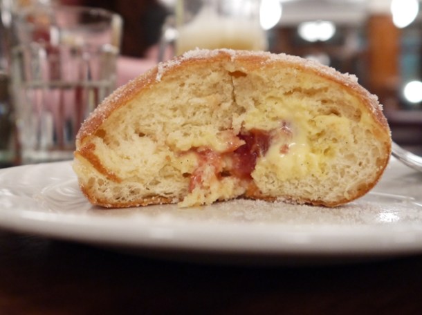 plum custard doughnut at hawksmoor guildhall breakfast