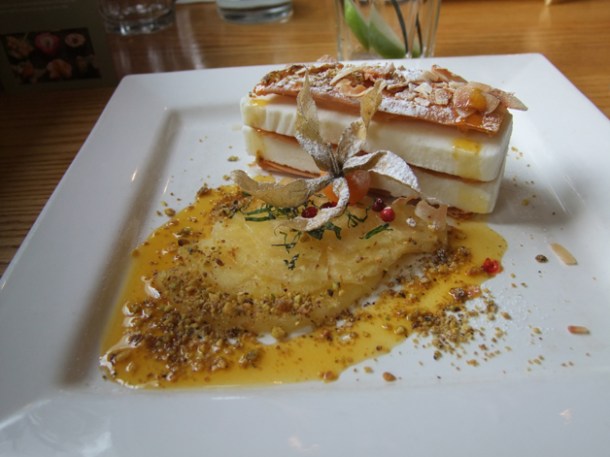frozen coconut yoghurt mille feuille at food for friends