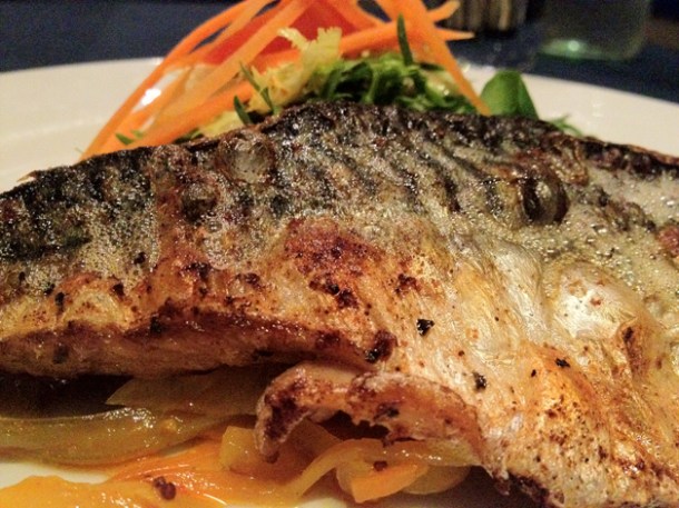 grilled mackerel and pickled vegetables at chez liline