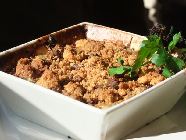 leek and cheddar crumble at food for friends