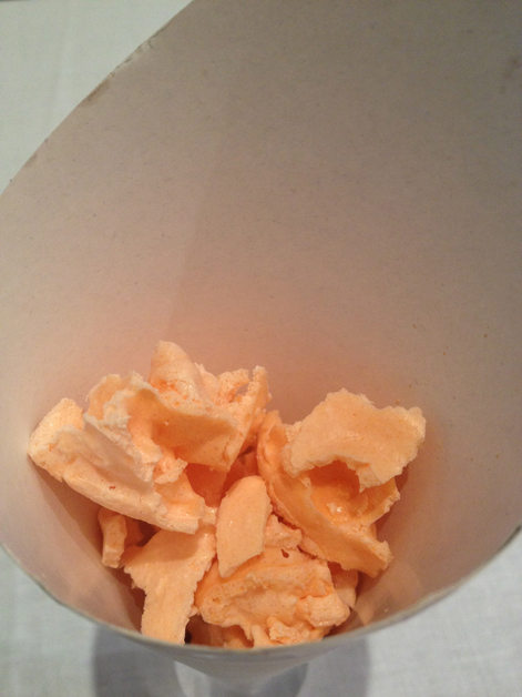 liquid nitrogen frozen carrot popcorn at gelonch
