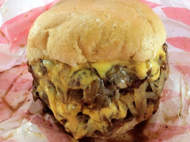 dead hippy burger at meat market