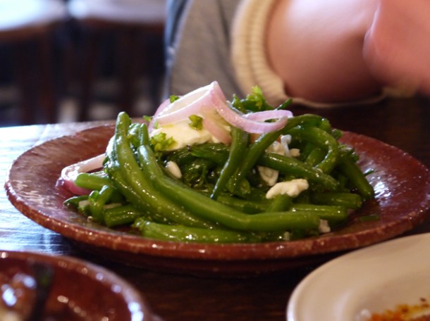 green beans, hazelnuts and cow's curd at copita