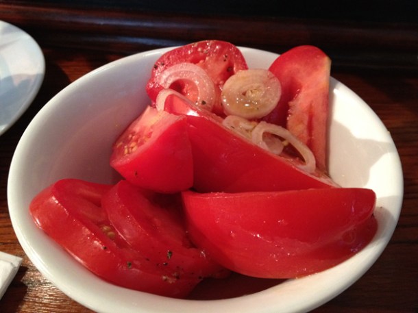 heritage tomato salad at wright bros soho