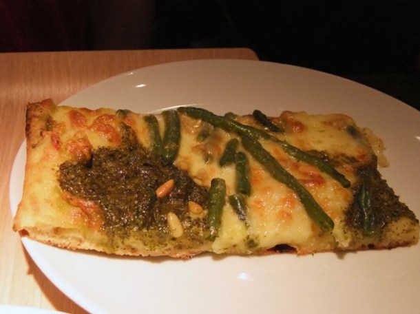 runner bean and pesto pizza at princi