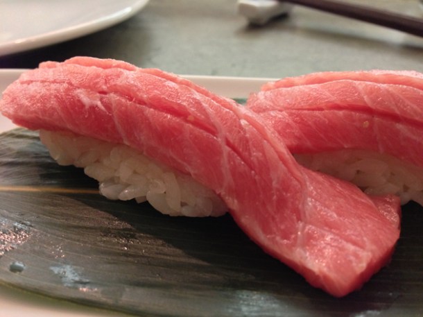 fatty neck tuna nigiri sushi at dinings
