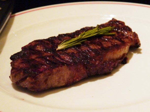 omaha new york Strip steak medium rare at mash