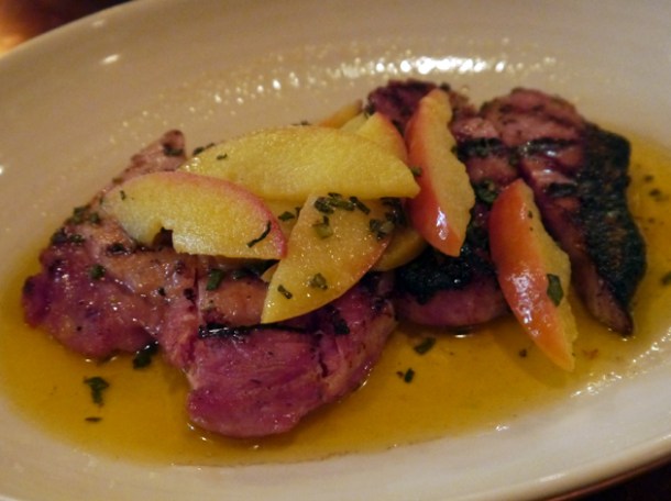 sweet cured saddleback pork chop at beard to tail