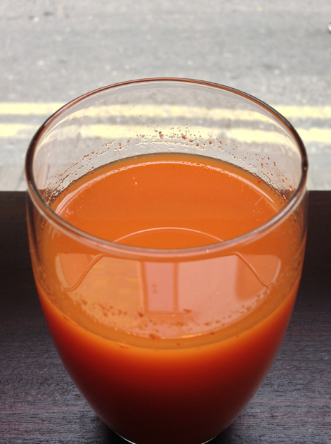 carrot and ginger juice at bone daddies