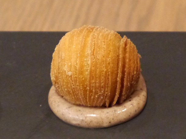 pastry wrapped tomato with truffle cream at bo london