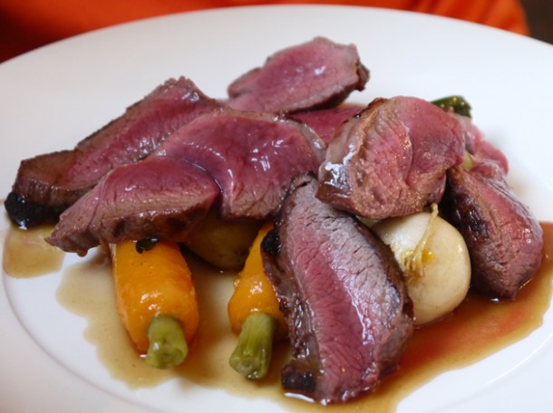 venison cooked rare at pig and butcher islington