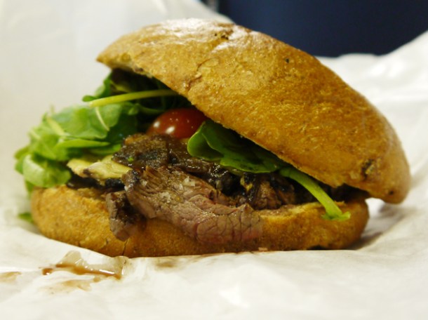 venison steak sandwich from wild game co