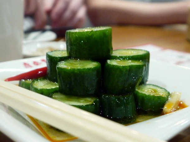 cucumber in a vinaigrette dressing at din tai fung taipei 101