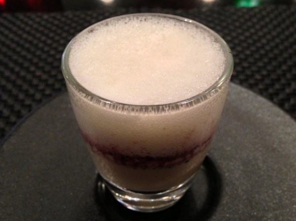 foie gras and parmesan foam amuse bouche at la cuisine de joel robuchon