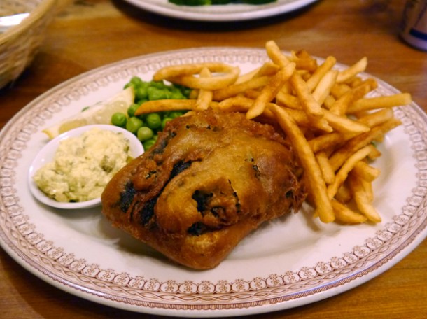 tofu and fries at the coach and horses