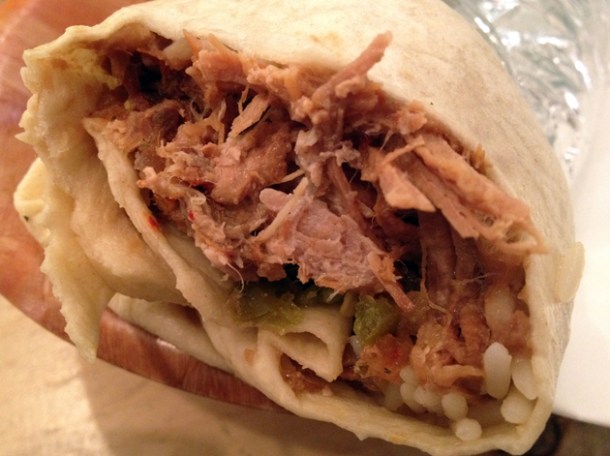 pork burrito at burrito cafe