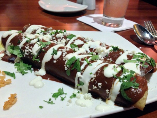chicken mole enchilada at cantina laredo
