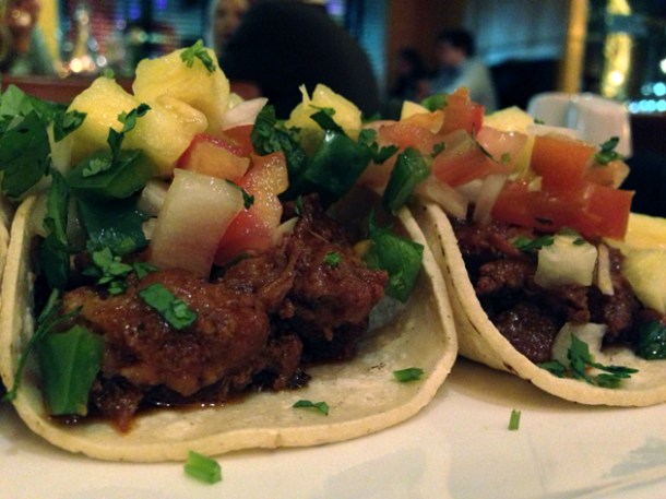 pork al pastor tacos at cantina laredo