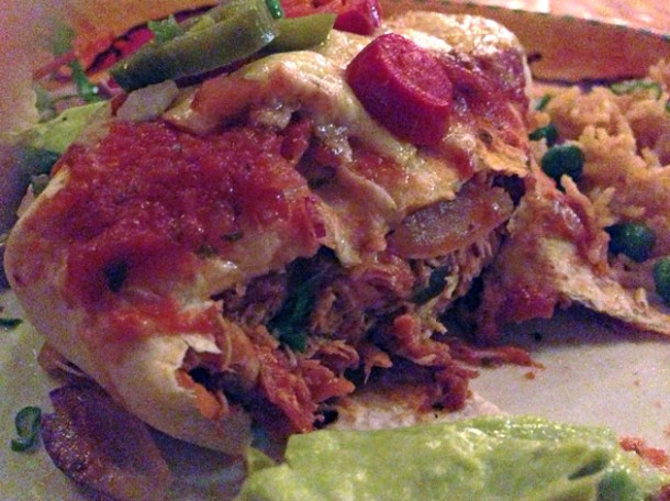 chicken burrito at loco mexicano
