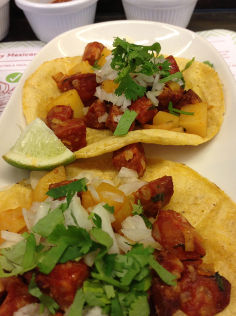 chorizo and potato tacos at lupita
