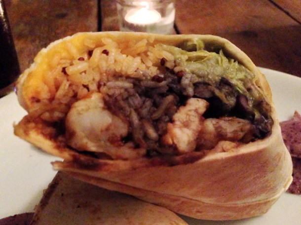 king prawn burrito at santo