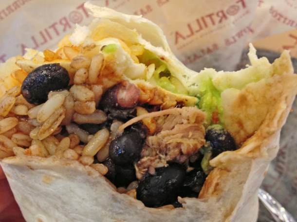 pork burrito at tortilla