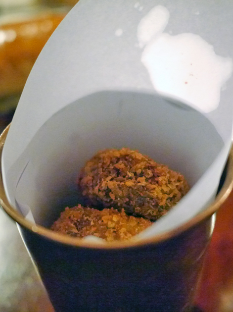ox cheek nuggets at hawksmoor spitafields bar