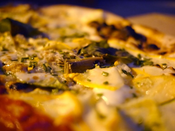 artichoke and courgette pizza at homeslice