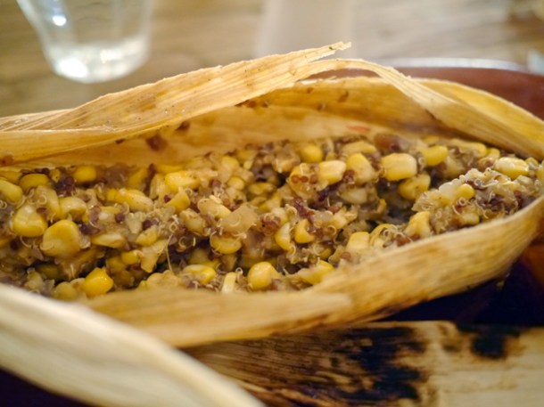 corn and quinoa tamales at grain store granary square