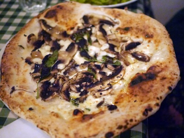 portobello mushroom and truffle oil pizza at pizza pilgrims