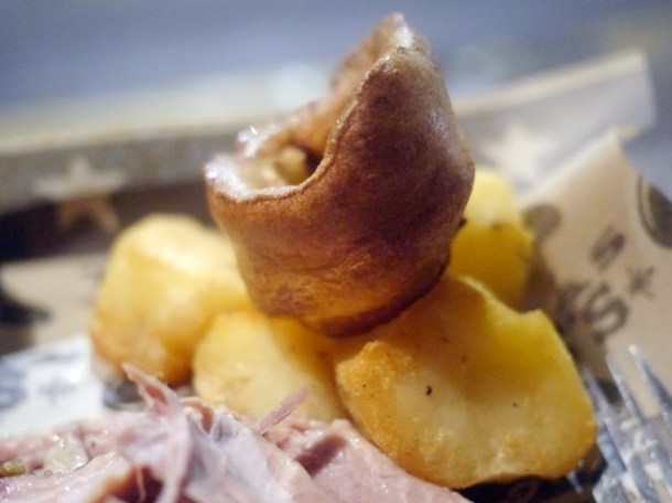jalapeno yorkshire puddings and roast potatoes at texas joe's