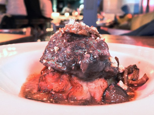 illustrative photo of the iberico pork cheeks with mushrooms at Ember Yard