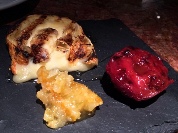mahon cheese with honey and stewed plum at ember yard