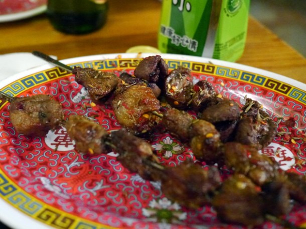 lamb and lamb kidney skewers at my old place