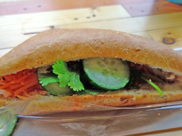 crackling pork belly baguette at banh mi 11 shoreditch