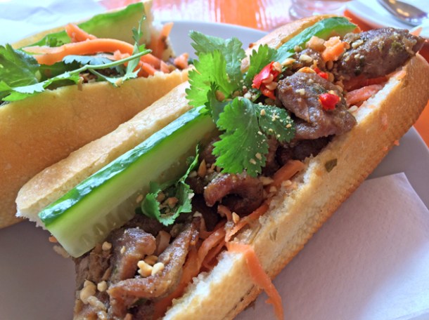 grilled pork belly baguette at panda panda