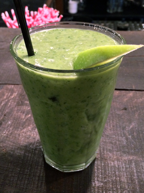 kale, avocado and apple smoothie at q grill