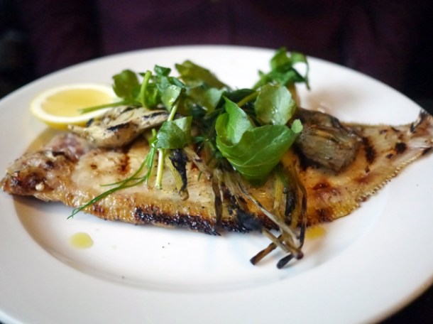 lemon sole with artichokes at 8 hoxton square