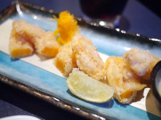 pumpkin tempura with pickled pumpkin at kurobuta